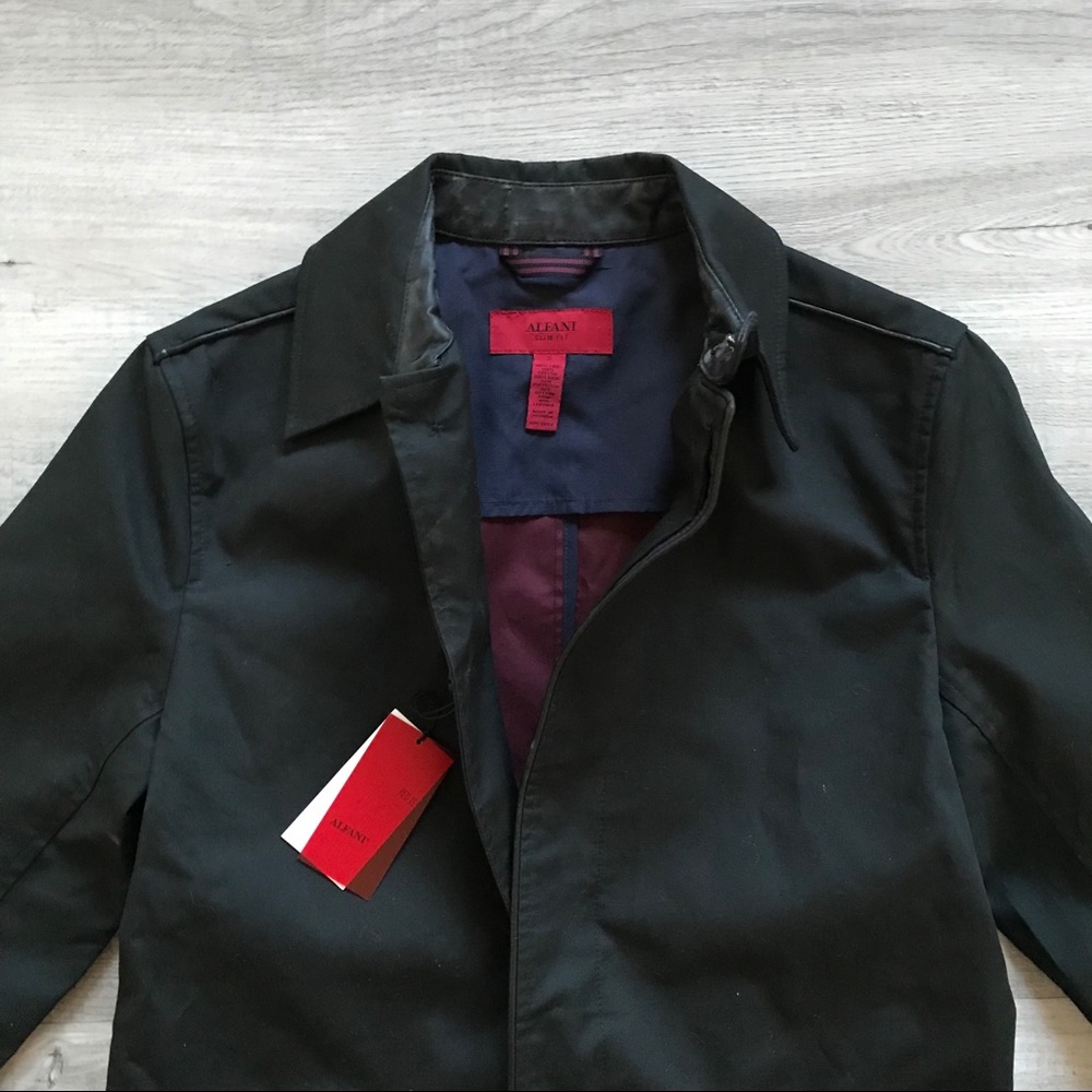 Alfani Black Trench Coat - Picture 2 of 5